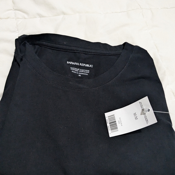 NWT Banana Republic sheer ribbed crew neck tee shirt, Supima cotton, Black M - Picture 11 of 11